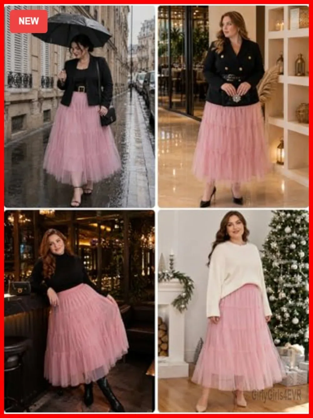 Plus Size Tulle Maxi Skirt High Waist A-Line Tiered Ruffle Flowy